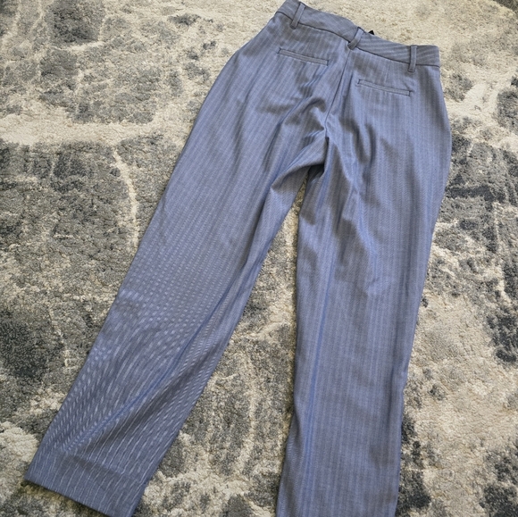 NWT Banana Republic Blue Striped Pants Size 2 Snatched Waist High Waisted - Picture 3 of 6
